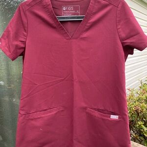 Figs Technical Collection Burgundy Casma Top XS